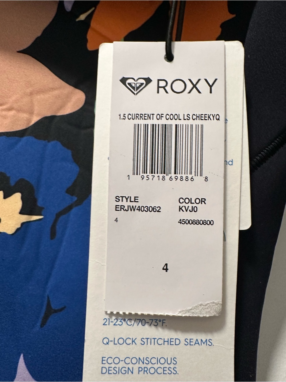 Roxy Floral Long-Sleeve One-Piece in Black, Blue & Orange - Picture 6 of 7
